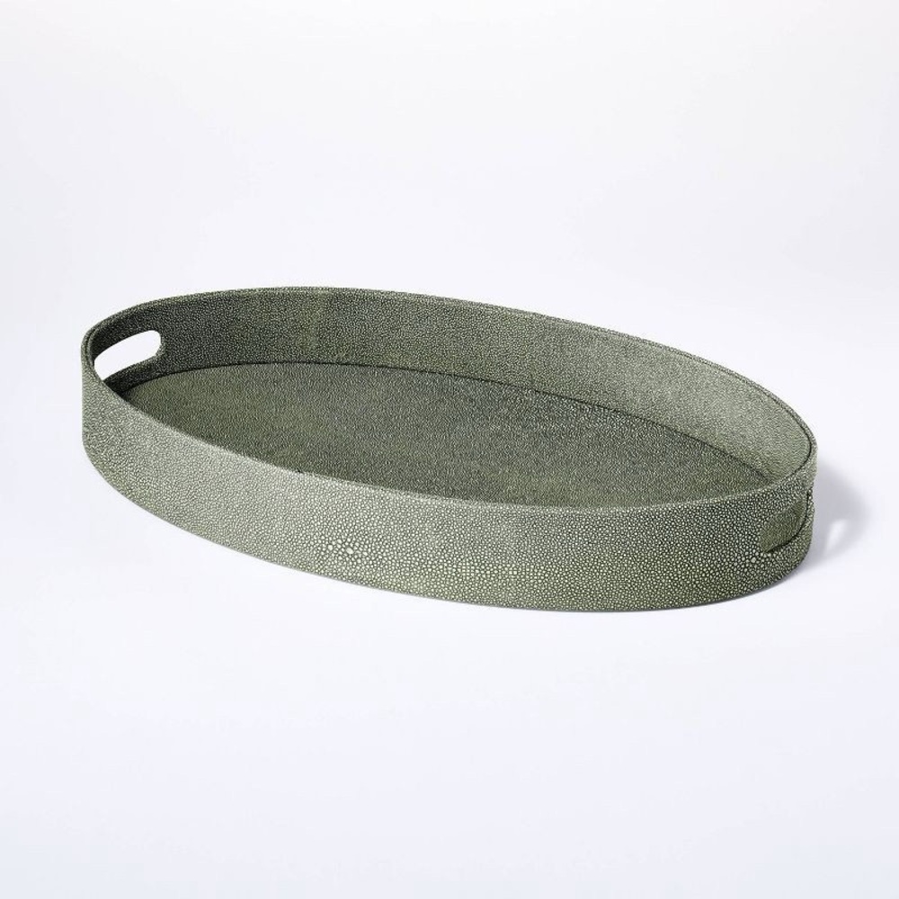 STUDIO MCGEE GREEN SHAGREEN LEATHER LARGE TRAY NWOT